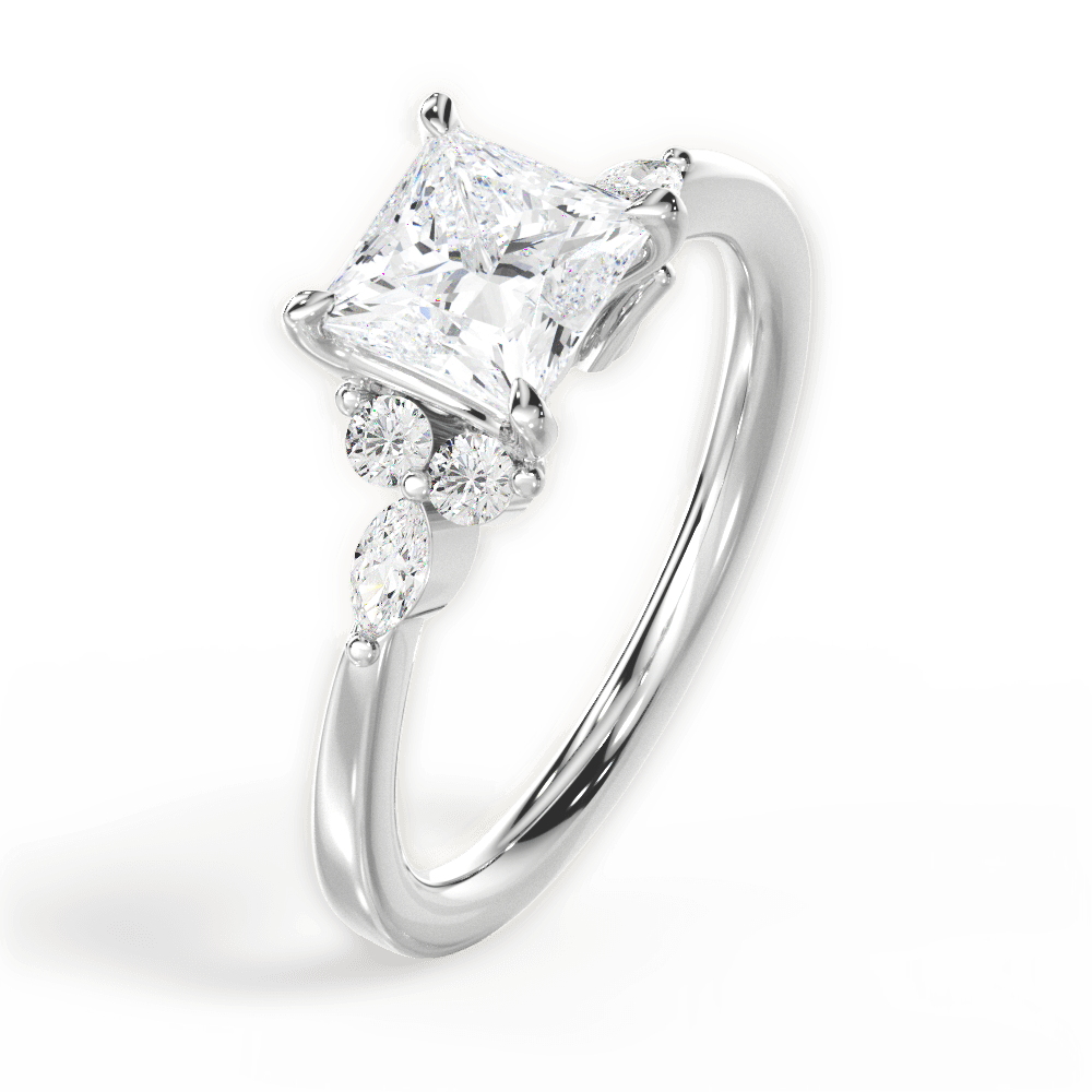 Cynthia Princess Cut Lab Grown Diamond 18Kt White Gold Engagement Ring - View 2