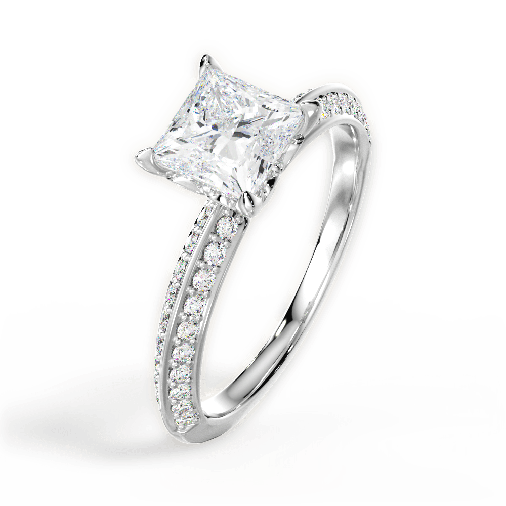 Gail Princess Cut Lab Grown Diamond 18Kt White Gold Engagement Ring - View 3