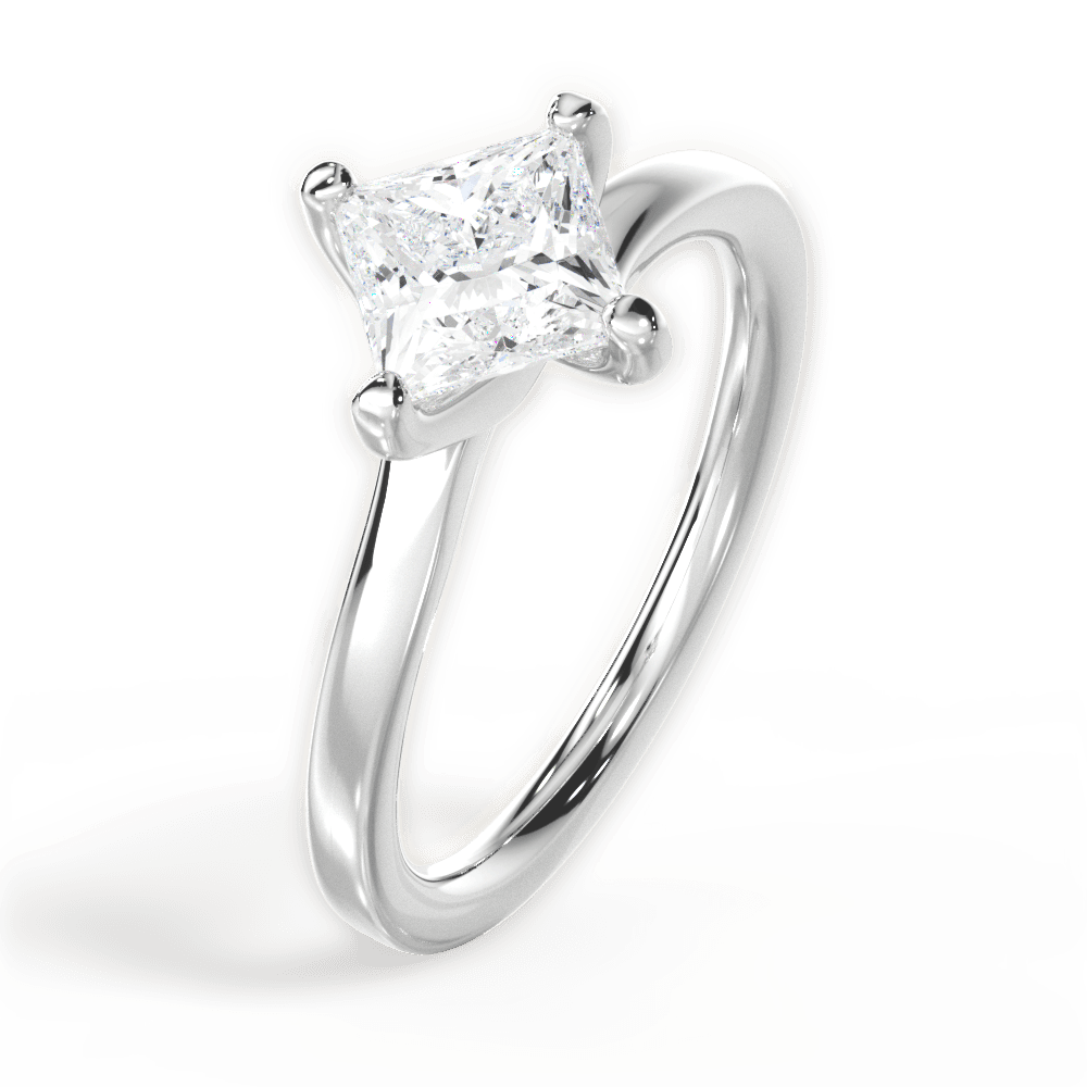 Ashley Princess Cut Lab Grown Diamond 18Kt White Gold Engagement Ring - View 3