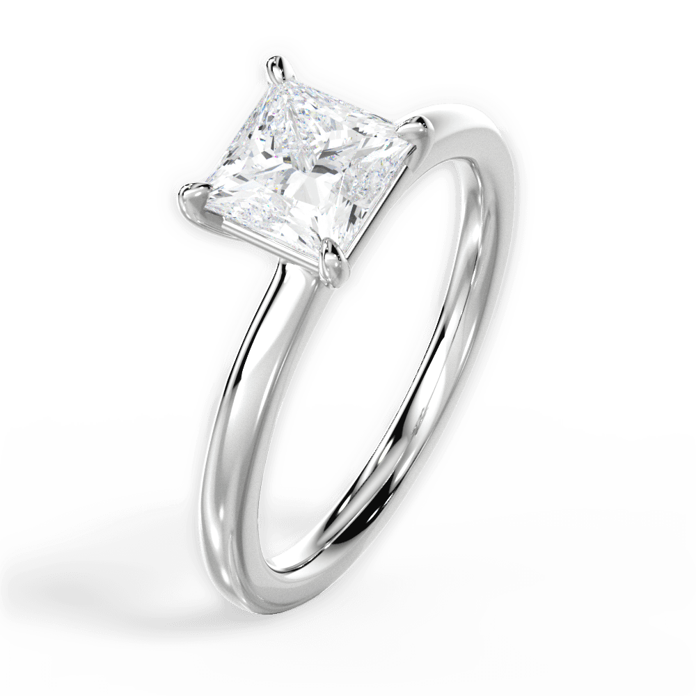 Angela Princess Cut Lab Grown Diamond 14Kt White Gold Engagement Ring - View 2