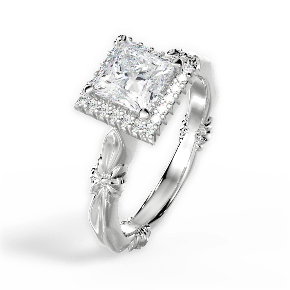 Erica Princess Cut Lab Grown Diamond Platinum Engagement Ring - View 2