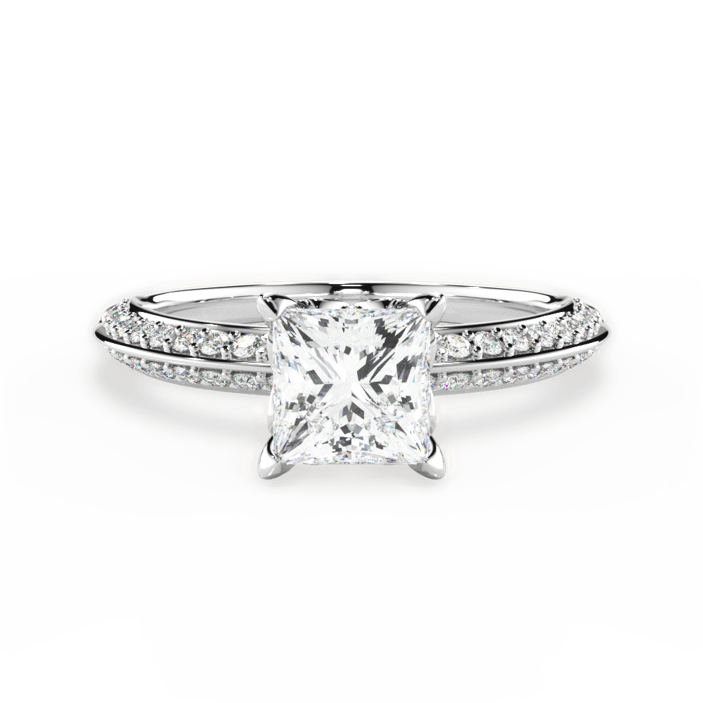 Gail Princess Cut Lab Grown Diamond 18Kt White Gold Engagement Ring