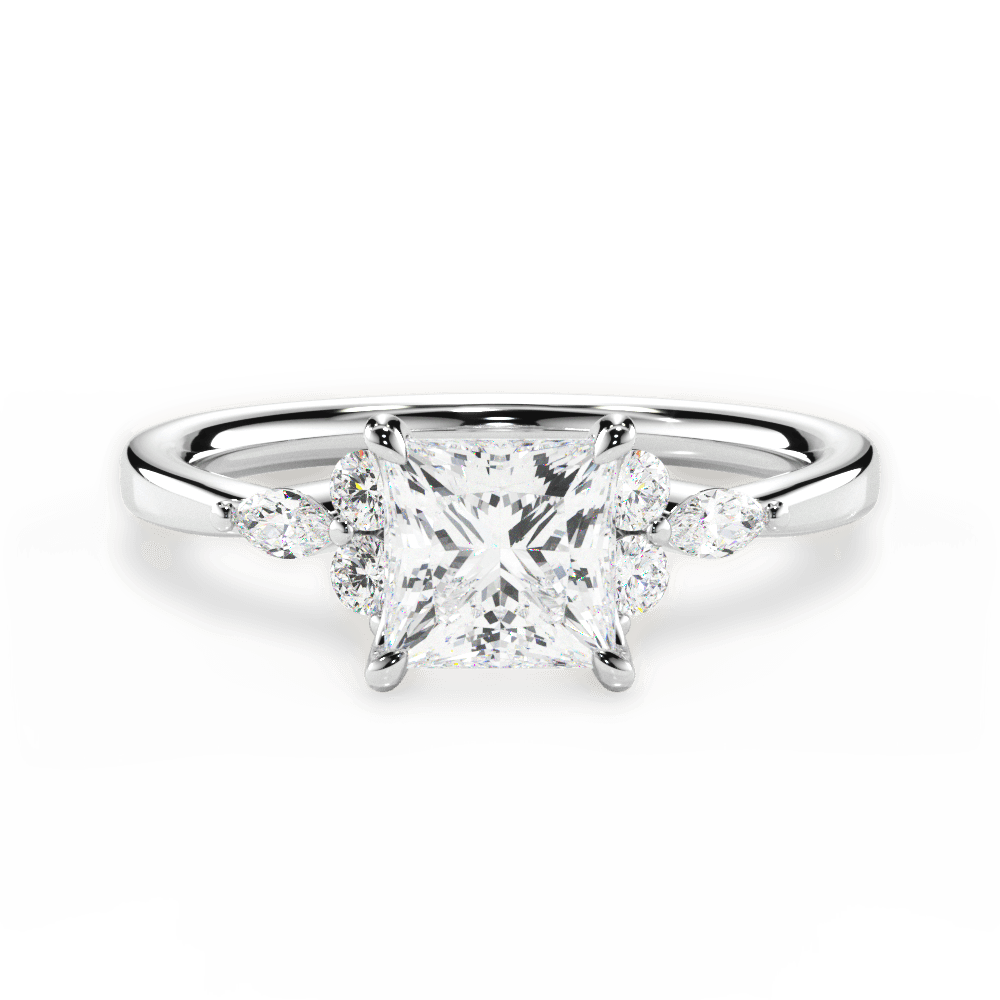 Cynthia Princess Cut Lab Grown Diamond 18Kt White Gold Engagement Ring