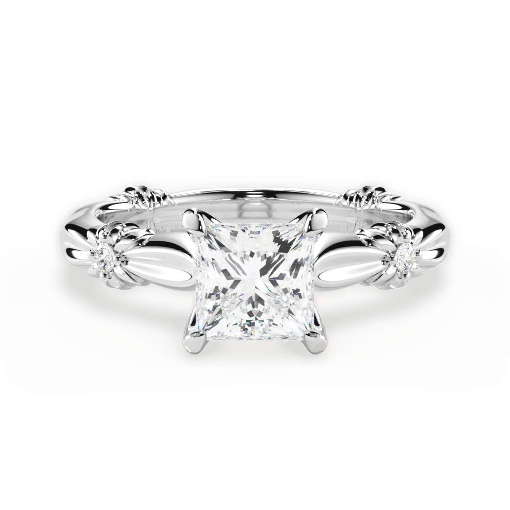 Claire Princess Cut Lab Grown Diamond 18Kt White Gold Engagement Ring