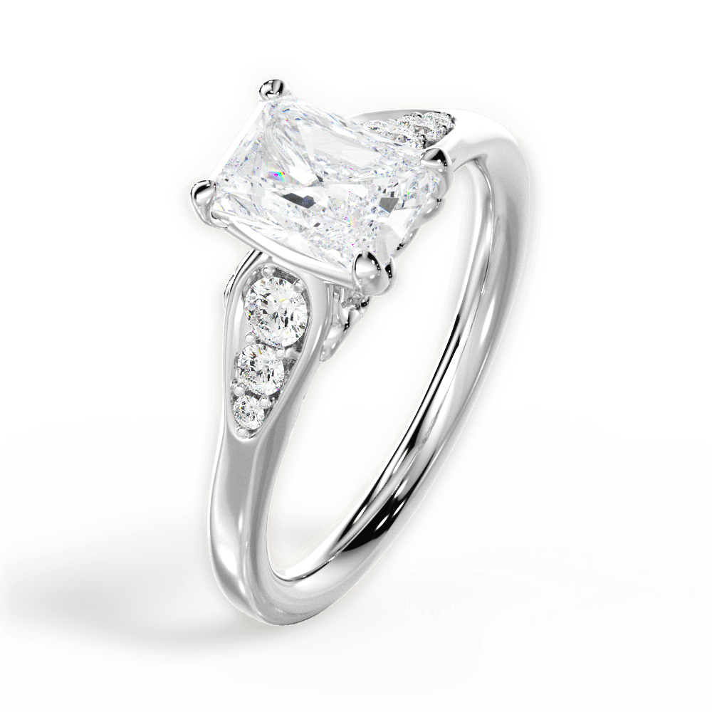 Cecilia Radiant Cut Lab Grown Diamond 14Kt White Gold Engagement Ring - View 4