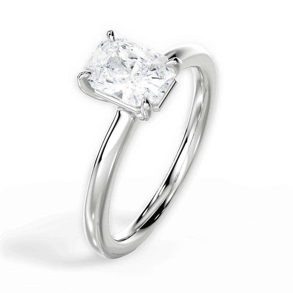 Angela Radiant Cut Lab Grown Diamond Platinum Engagement Ring - View 4