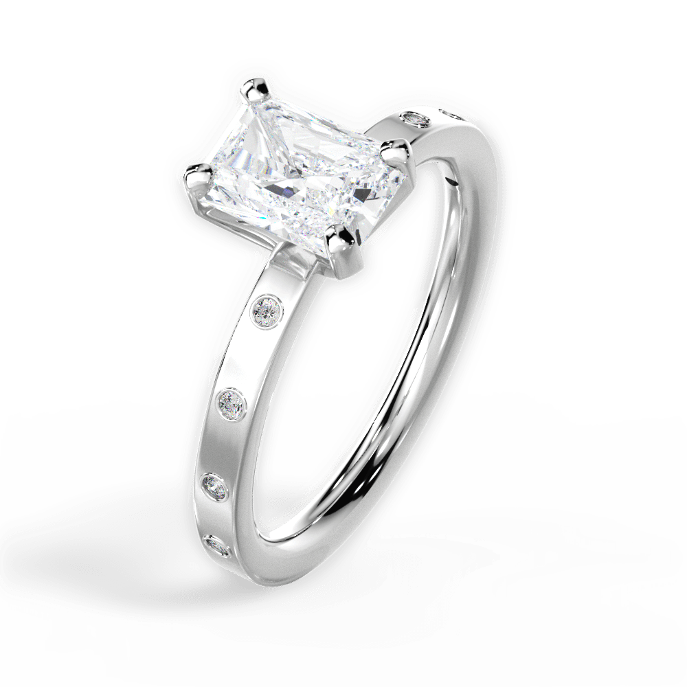 Carla Radiant Cut Lab Grown Diamond 18Kt White Gold Engagement Ring - View 2