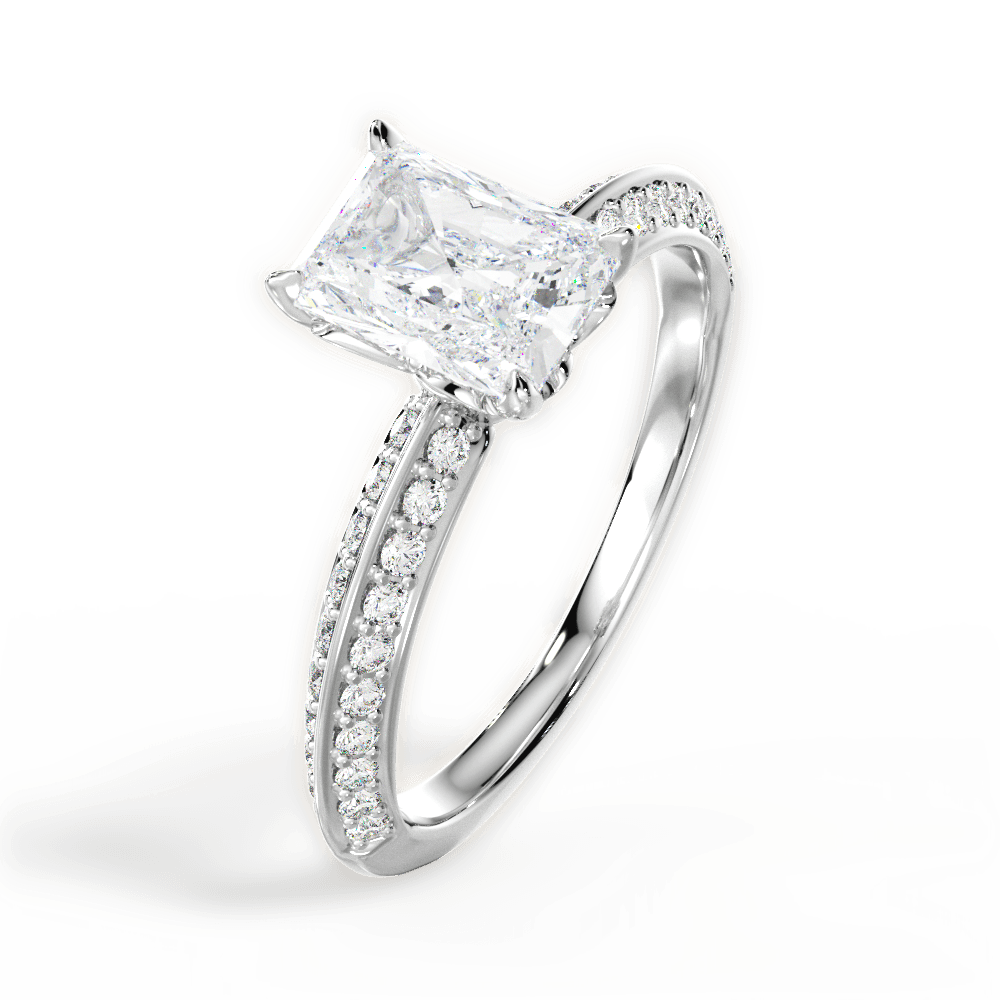 Gail Radiant Cut Lab Grown Diamond Platinum Engagement Ring - View 2