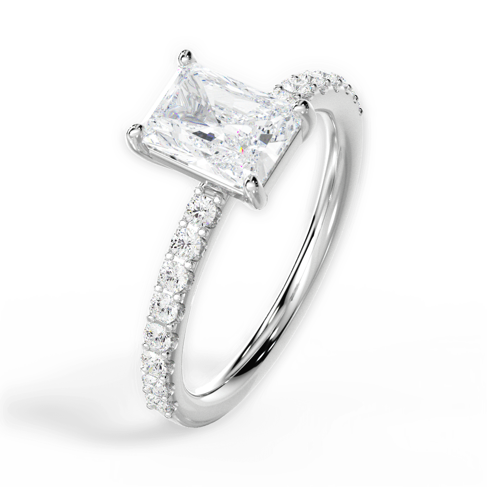 Elsie Radiant Cut Lab Grown Diamond 14Kt White Gold Engagement Ring - View 3