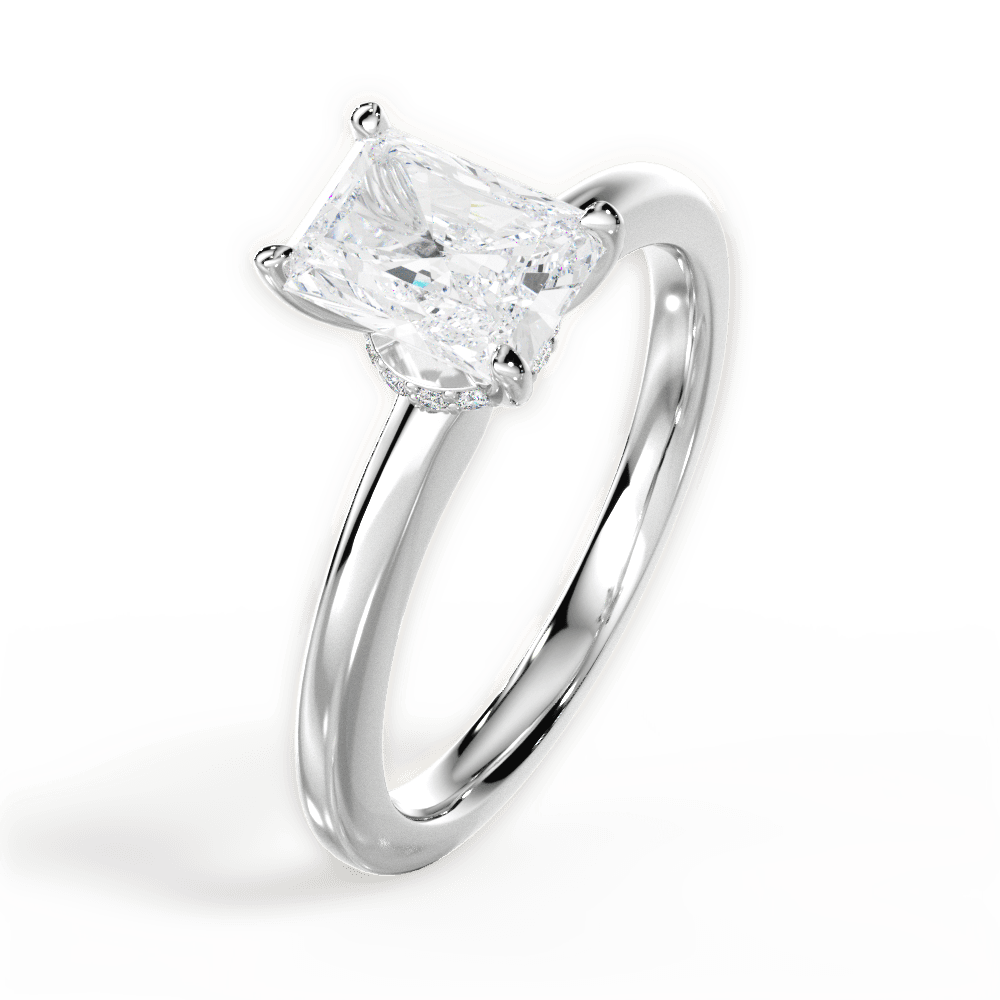 Cara Radiant Cut Lab Grown Diamond Platinum Engagement Ring - View 2