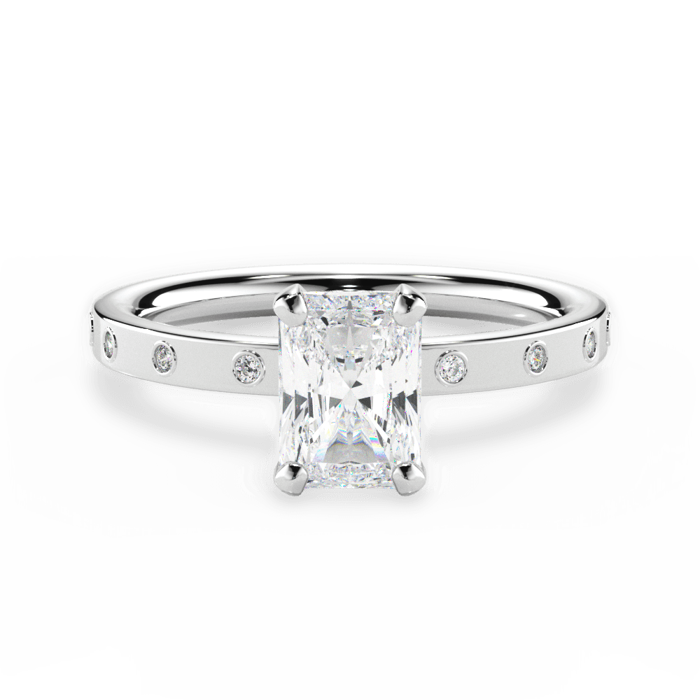 Carla Radiant Cut Lab Grown Diamond 14Kt White Gold Engagement Ring