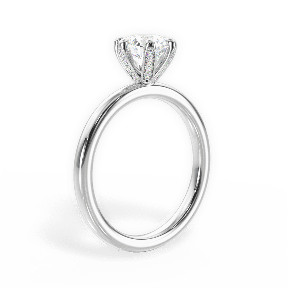 Ella Round Cut Lab Grown Diamond 18Kt White Gold Engagement Ring - View 2