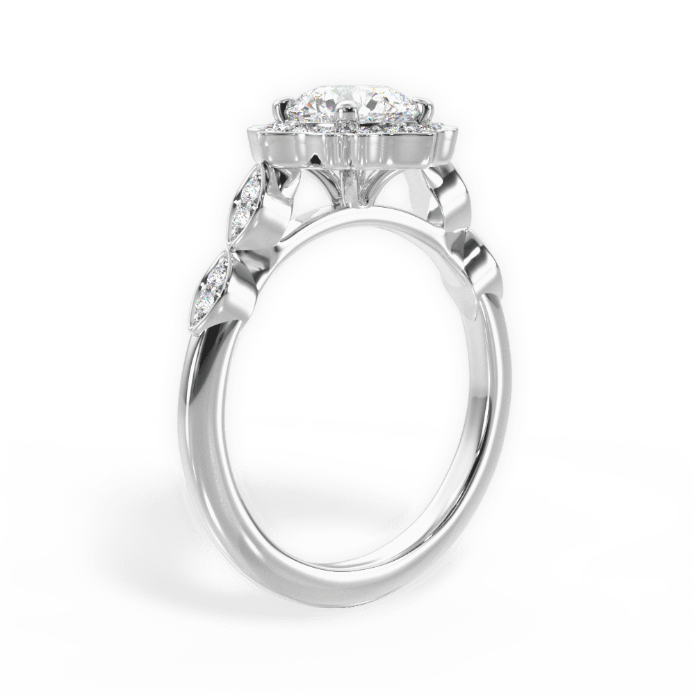 Julie Round Cut Lab Grown Diamond 14Kt White Gold Engagement Ring - View 3