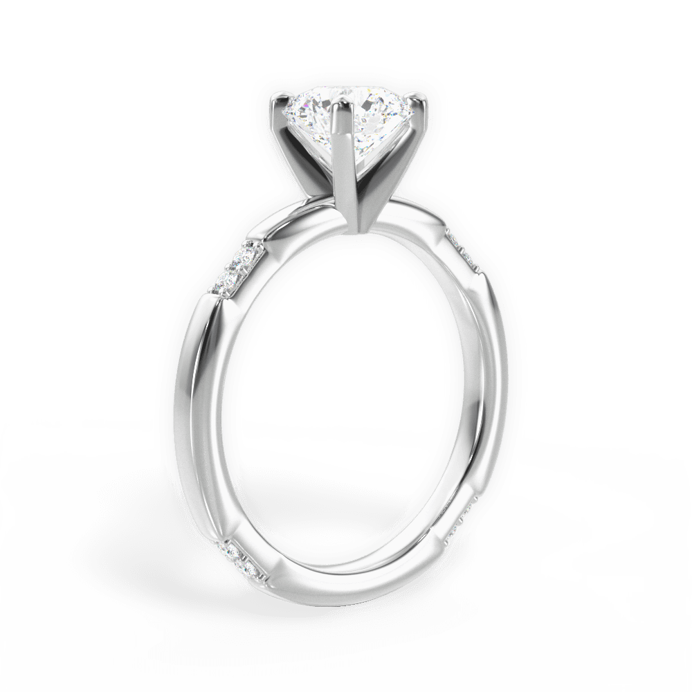 Bonnie Round Cut Lab Grown Diamond 18Kt White Gold Engagement Ring - View 4