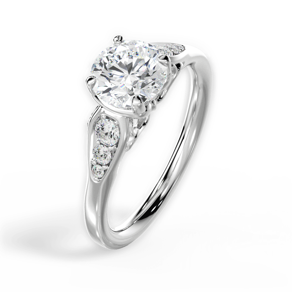 Cecilia Round Cut Lab Grown Diamond 14Kt White Gold Engagement Ring - View 3