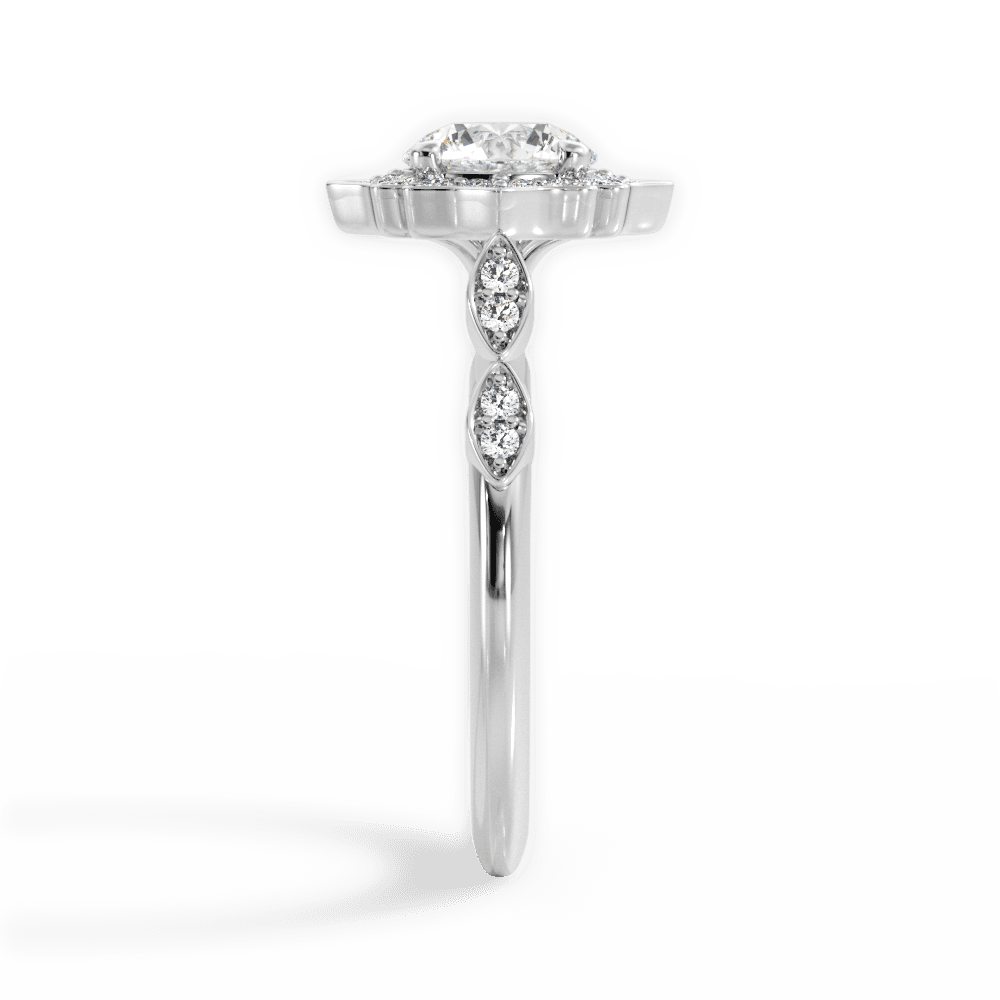 Julie Round Cut Lab Grown Diamond 18Kt White Gold Engagement Ring - View 2