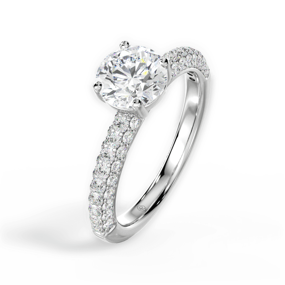 Kylie Round Cut Lab Grown Diamond Platinum Engagement Ring - View 2