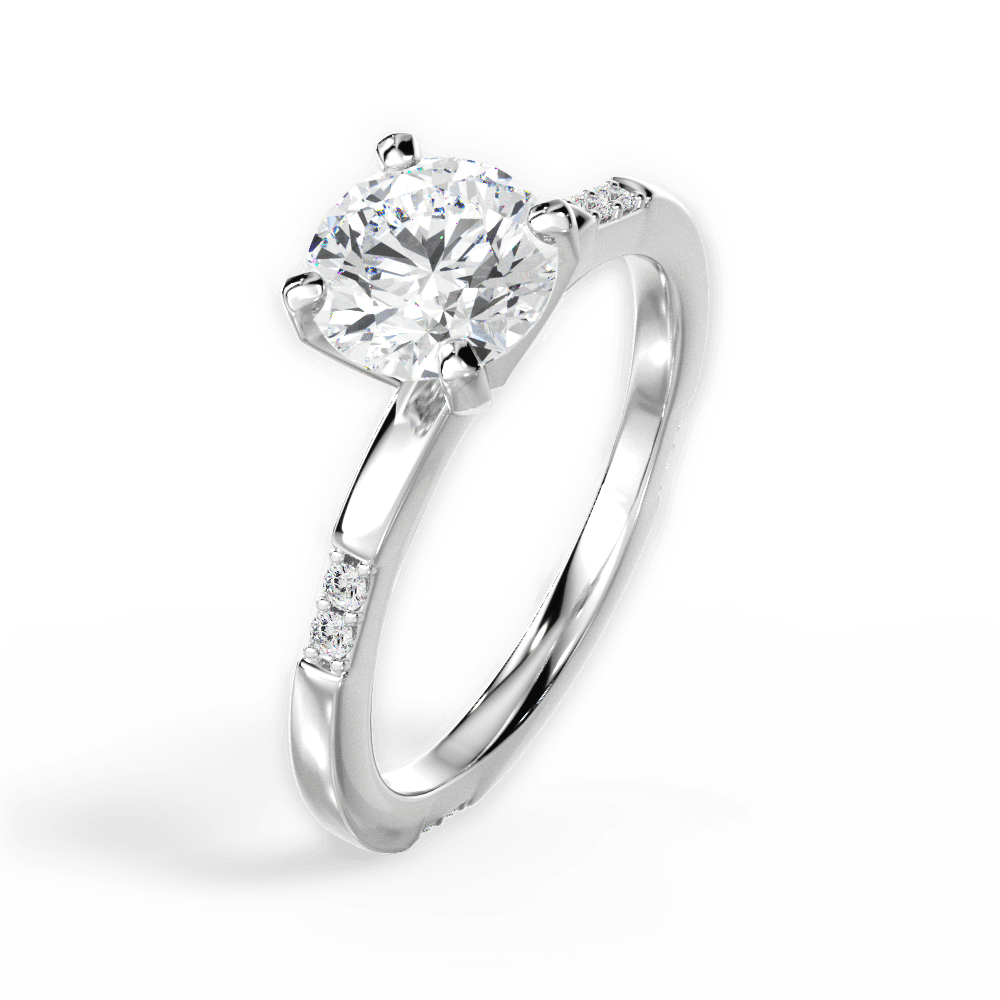 Bonnie Round Cut Lab Grown Diamond 18Kt White Gold Engagement Ring - View 2