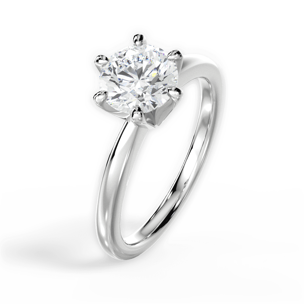 Bella Round Cut Lab Grown Diamond 14Kt White Gold Engagement Ring - View 3