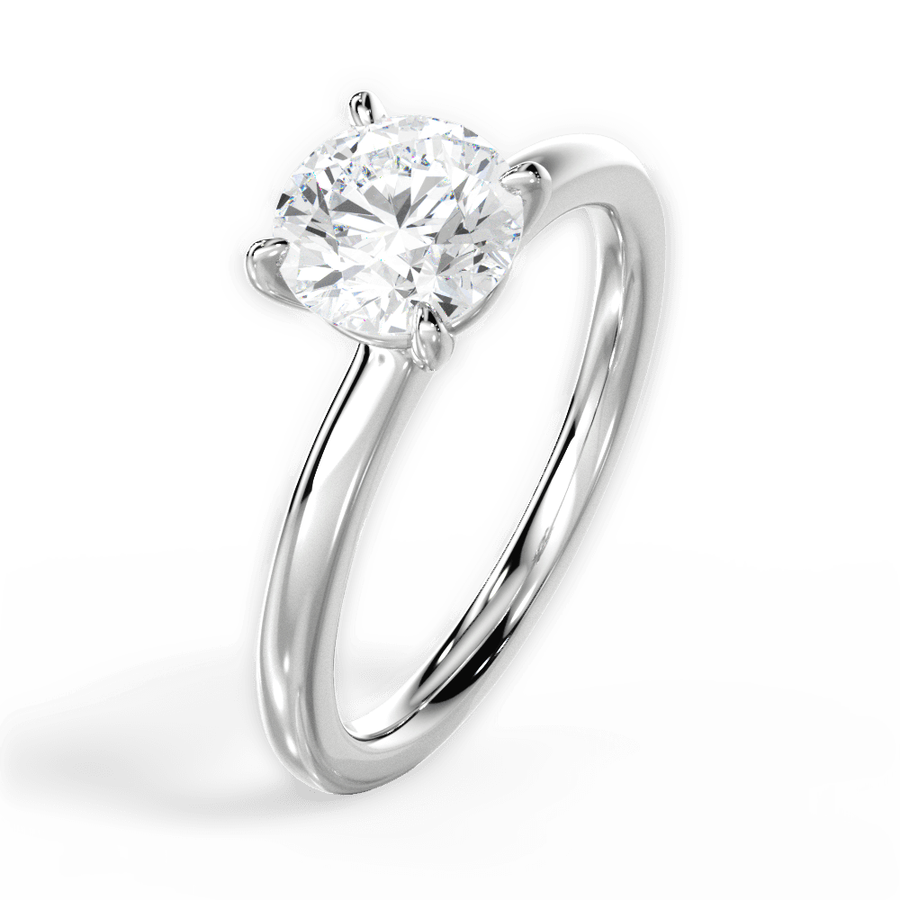 Angela Round Cut Lab Grown Diamond Platinum Engagement Ring - View 4