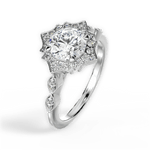 Julie Round Cut Lab Grown Diamond 14Kt White Gold Engagement Ring - View 4