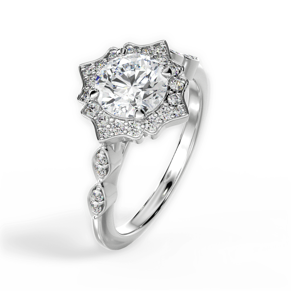 Julie Round Cut Lab Grown Diamond Platinum Engagement Ring - View 4