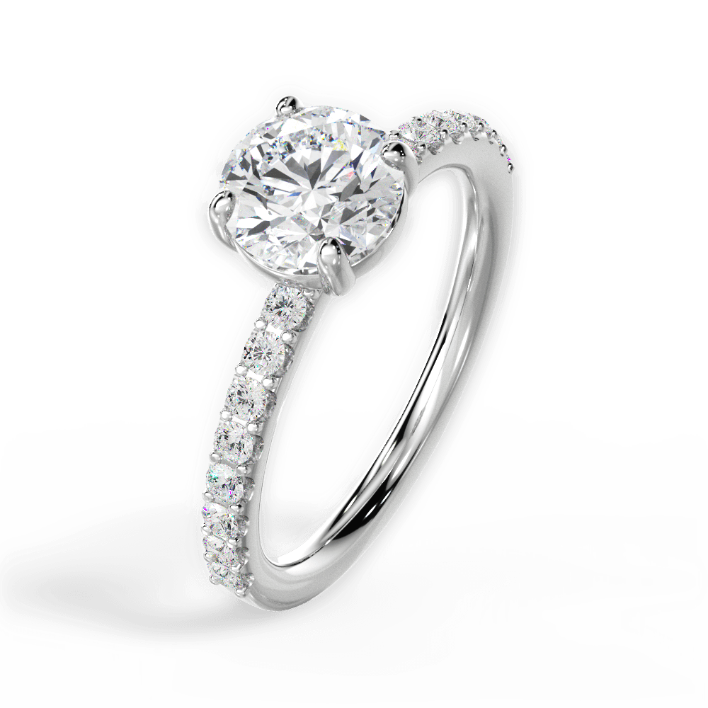 Elsie Round Cut Lab Grown Diamond 14Kt White Gold Engagement Ring - View 3