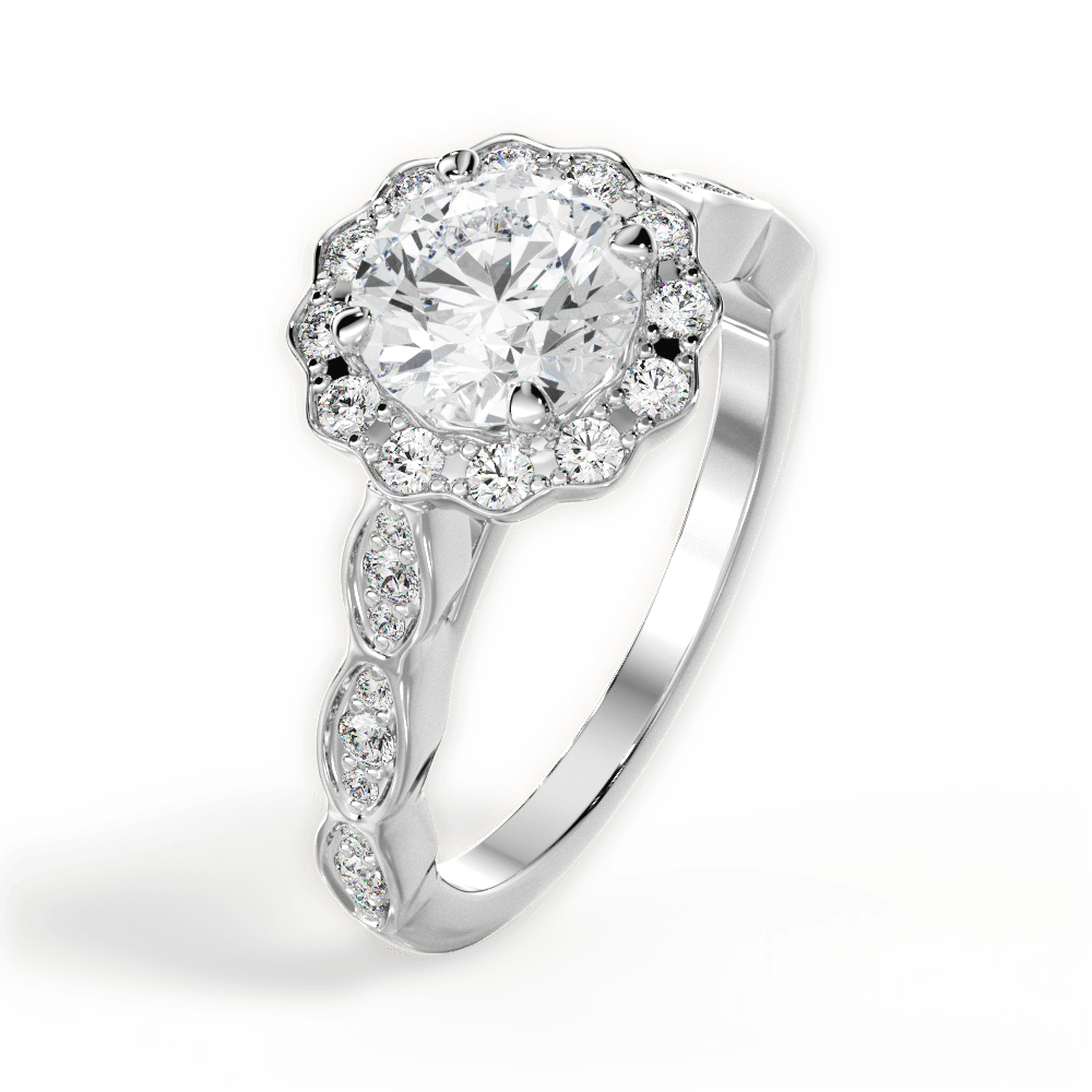 Jane Round Cut Lab Grown Diamond 18Kt White Gold Engagement Ring - View 4