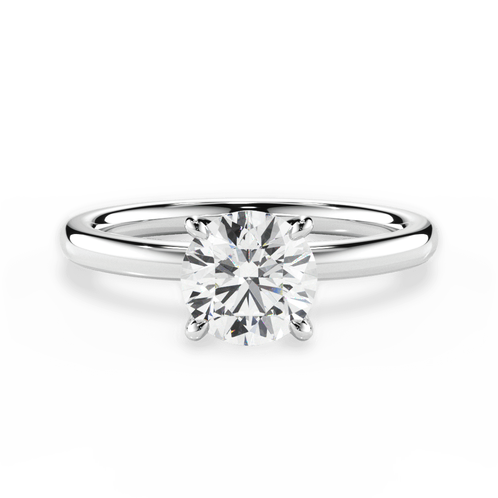 Angela Round Cut Lab Grown Diamond 14Kt White Gold Engagement Ring