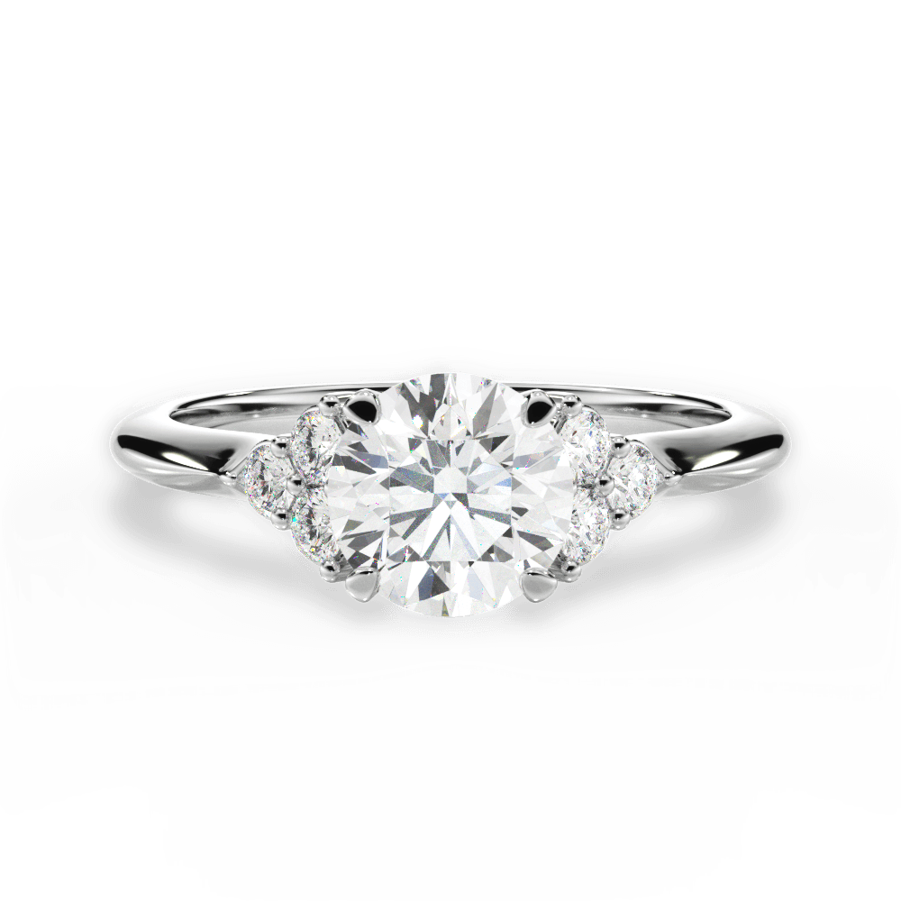 Celeste Round Cut Lab Grown Diamond 18Kt White Gold Engagement Ring