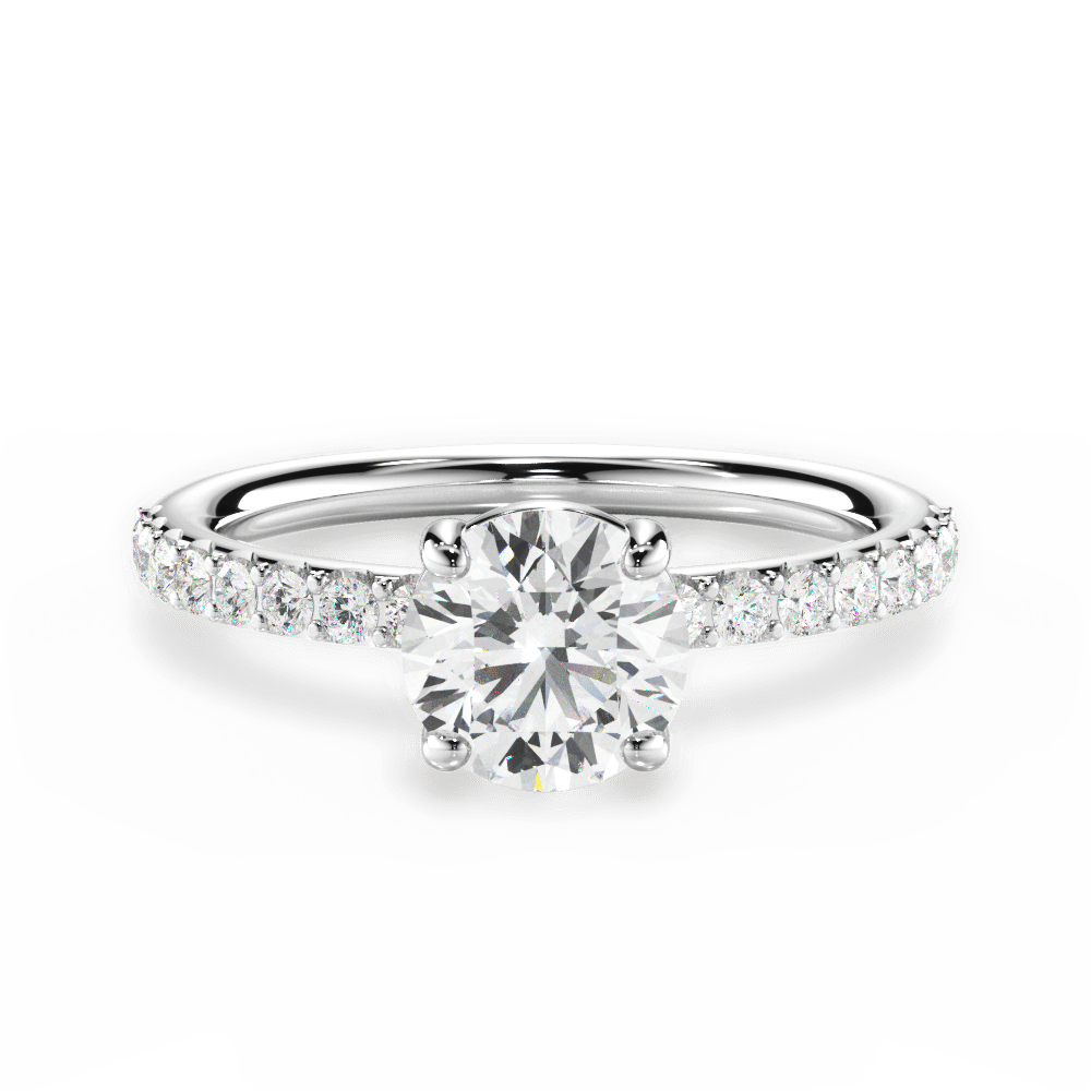 Elsie Round Cut Lab Grown Diamond 14Kt White Gold Engagement Ring