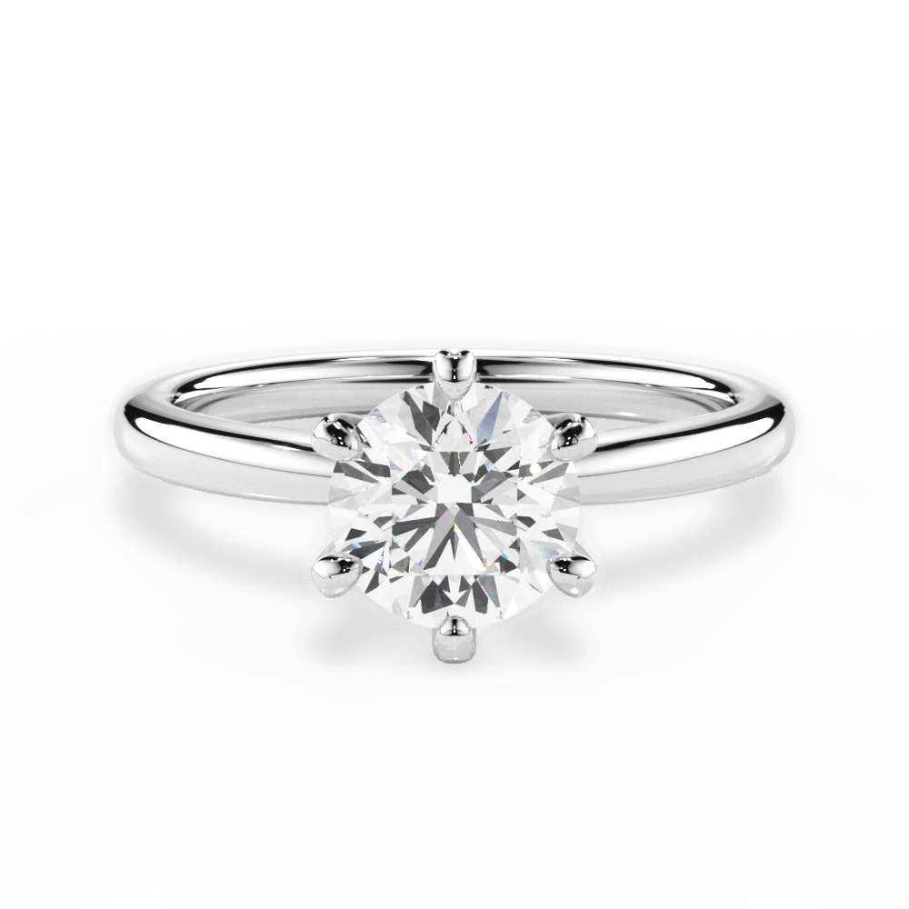 Bella Round Cut Lab Grown Diamond 14Kt White Gold Engagement Ring