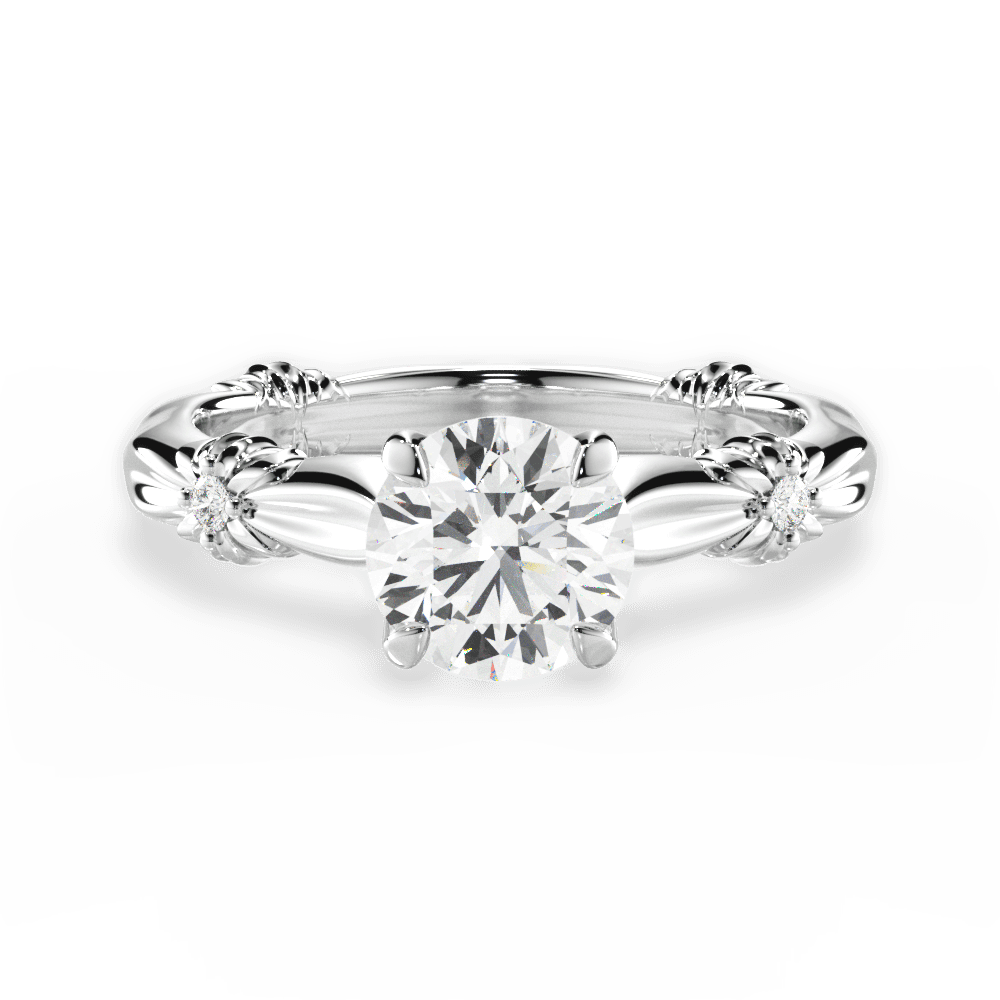 Claire Round Cut Lab Grown Diamond 14Kt White Gold Engagement Ring