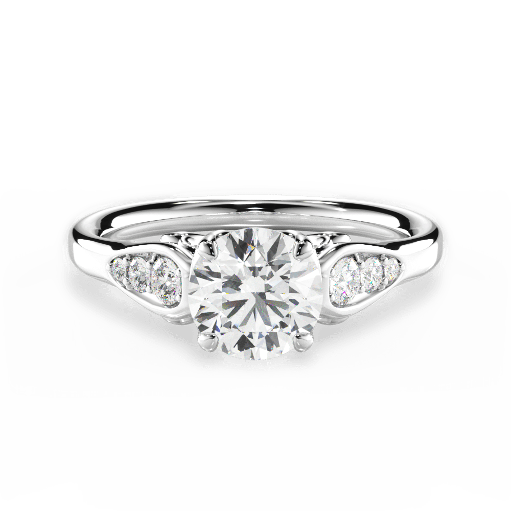 Cecilia Round Cut Lab Grown Diamond 18Kt White Gold Engagement Ring
