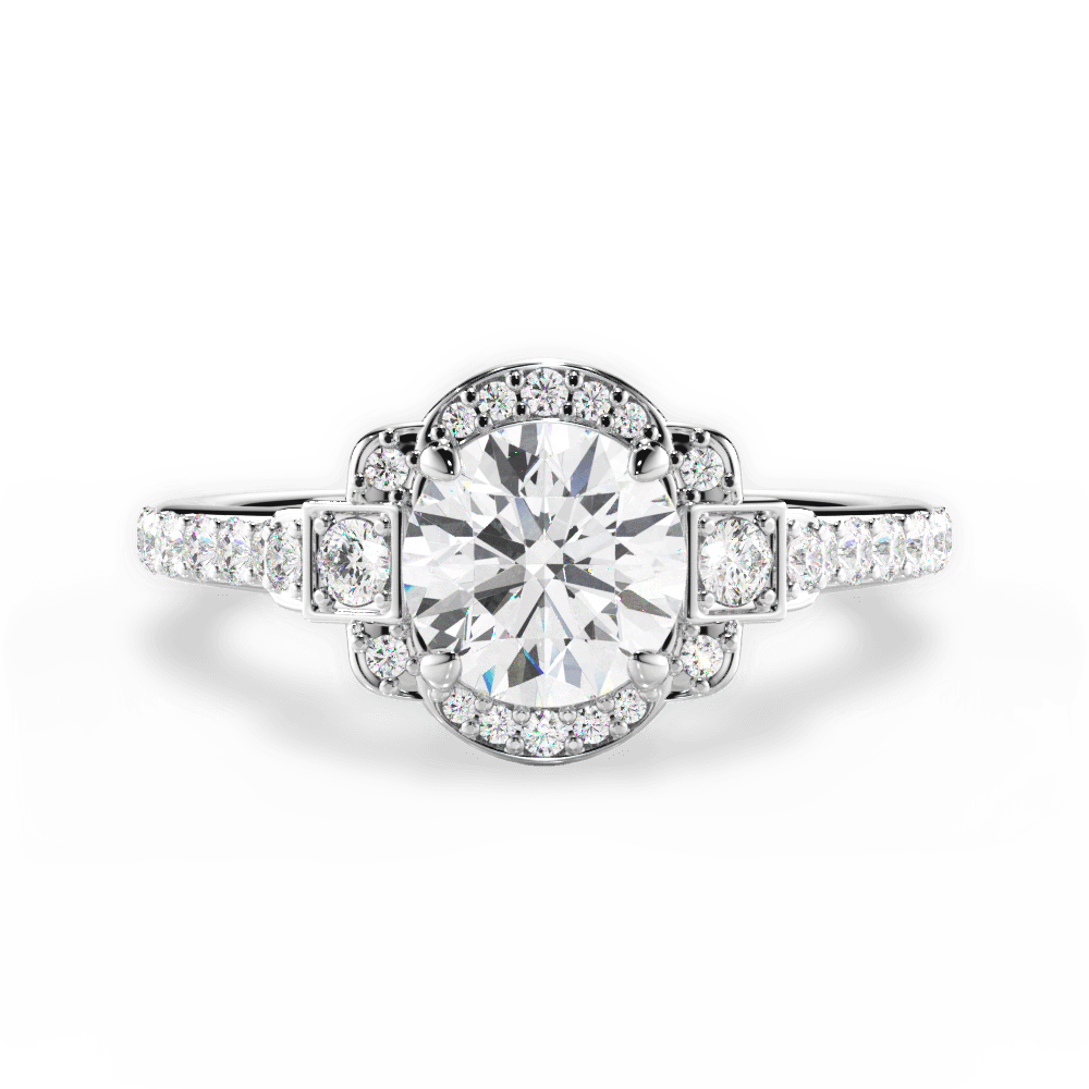 Joyce Round Cut Lab Grown Diamond 14Kt White Gold Engagement Ring