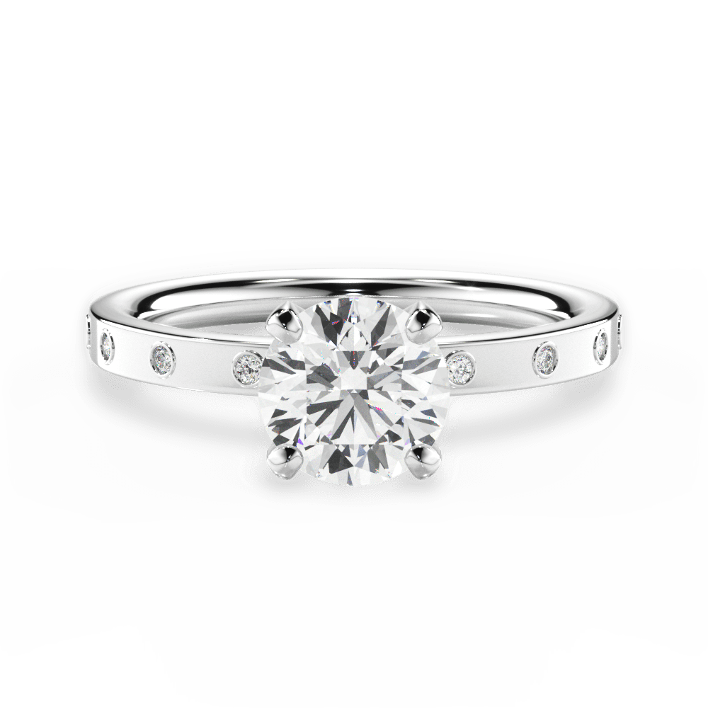 Carla Round Cut Lab Grown Diamond 14Kt White Gold Engagement Ring