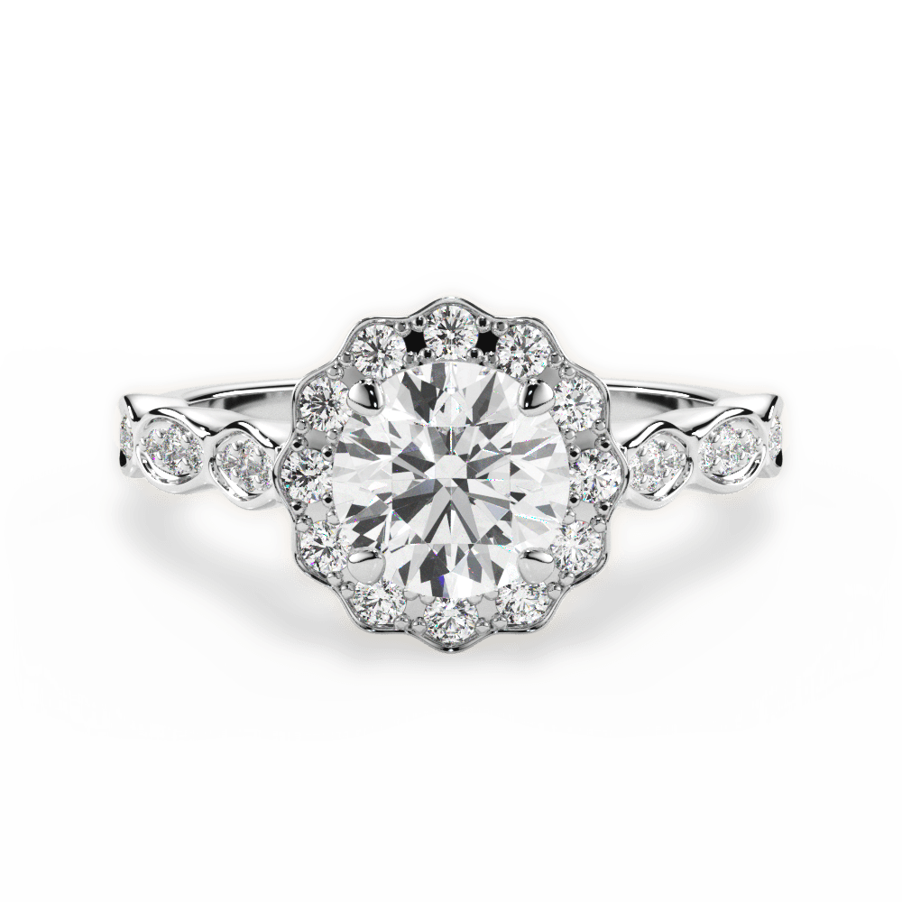 Jane Round Cut Lab Grown Diamond 14Kt White Gold Engagement Ring