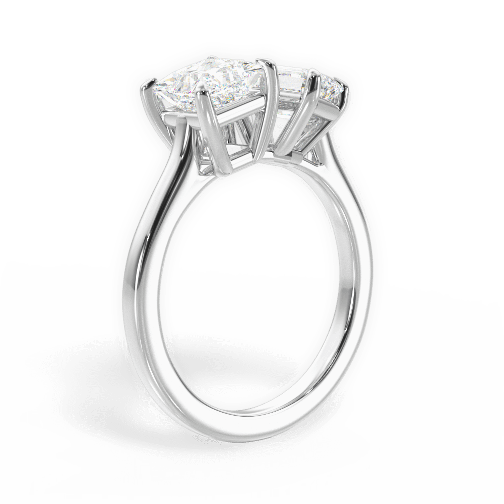 Lorraine Emerald Cut Lab Grown Diamond Platinum Engagement Ring - View 3