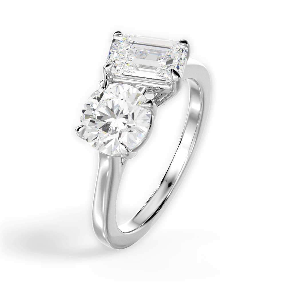Georgia Emerald Cut Lab Grown Diamond 14Kt White Gold Engagement Ring - View 4