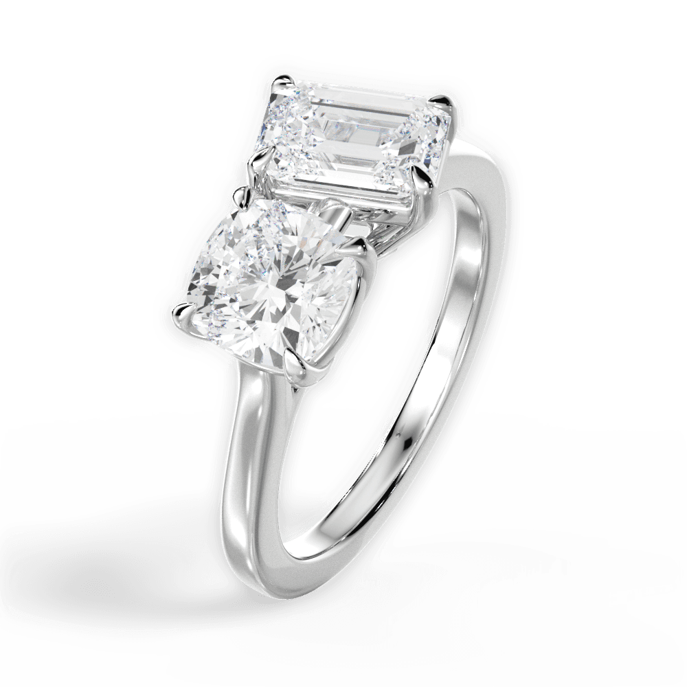 Ellen Emerald Cut Lab Grown Diamond Platinum Engagement Ring - View 4