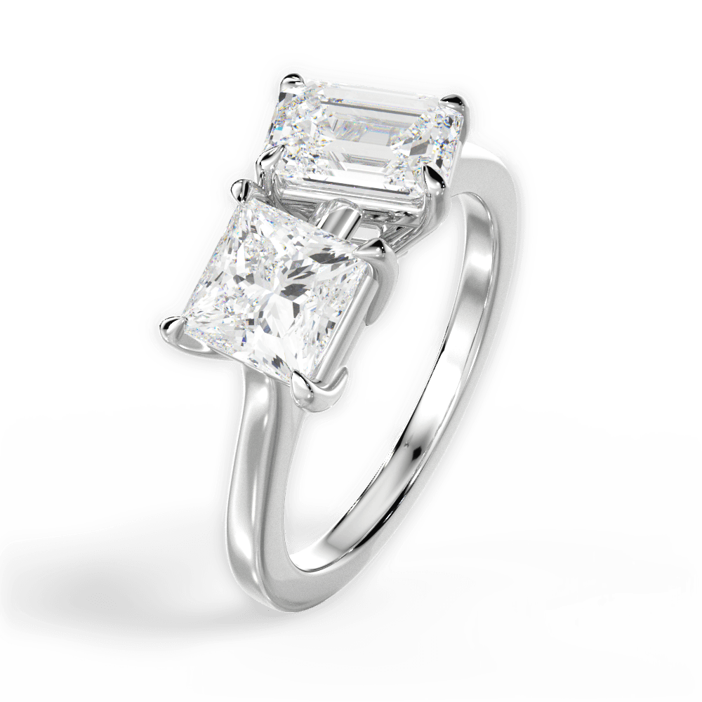 Lorraine Emerald Cut Lab Grown Diamond 14Kt White Gold Engagement Ring - View 4