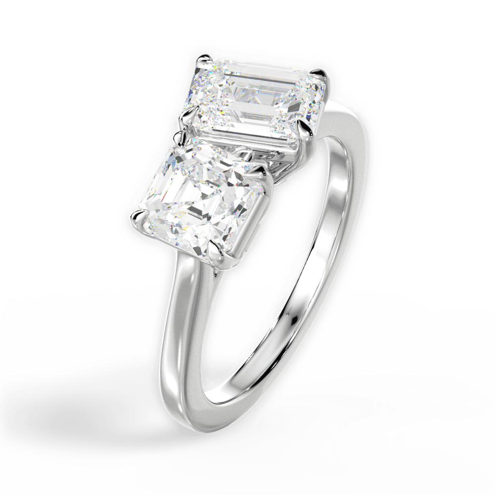 Alice Emerald Cut Lab Grown Diamond Platinum Engagement Ring - View 2