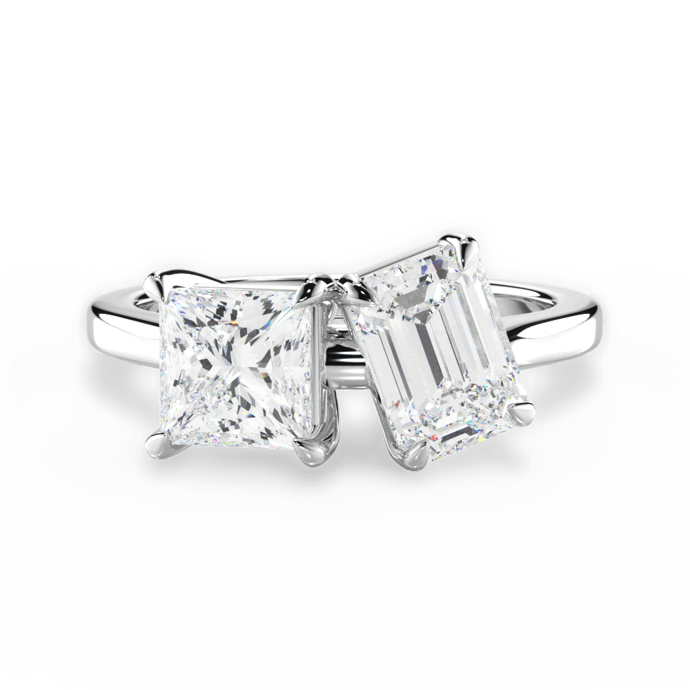 Esther Emerald Cut Lab Grown Diamond 18Kt White Gold Engagement Ring