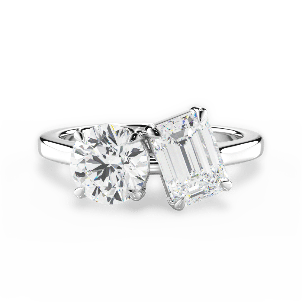 Lana Emerald Cut Lab Grown Diamond 14Kt White Gold Engagement Ring