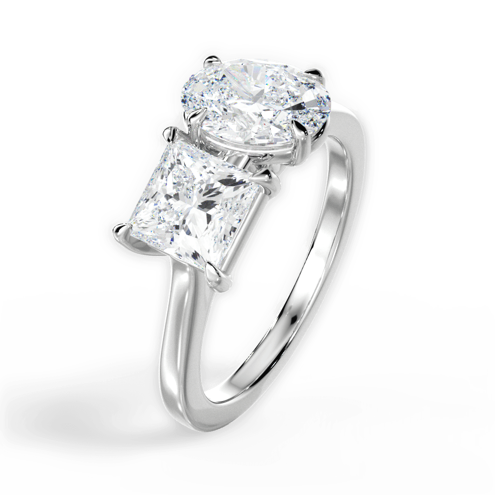 Lorraine Oval Cut Lab Grown Diamond 14Kt White Gold Engagement Ring - View 4