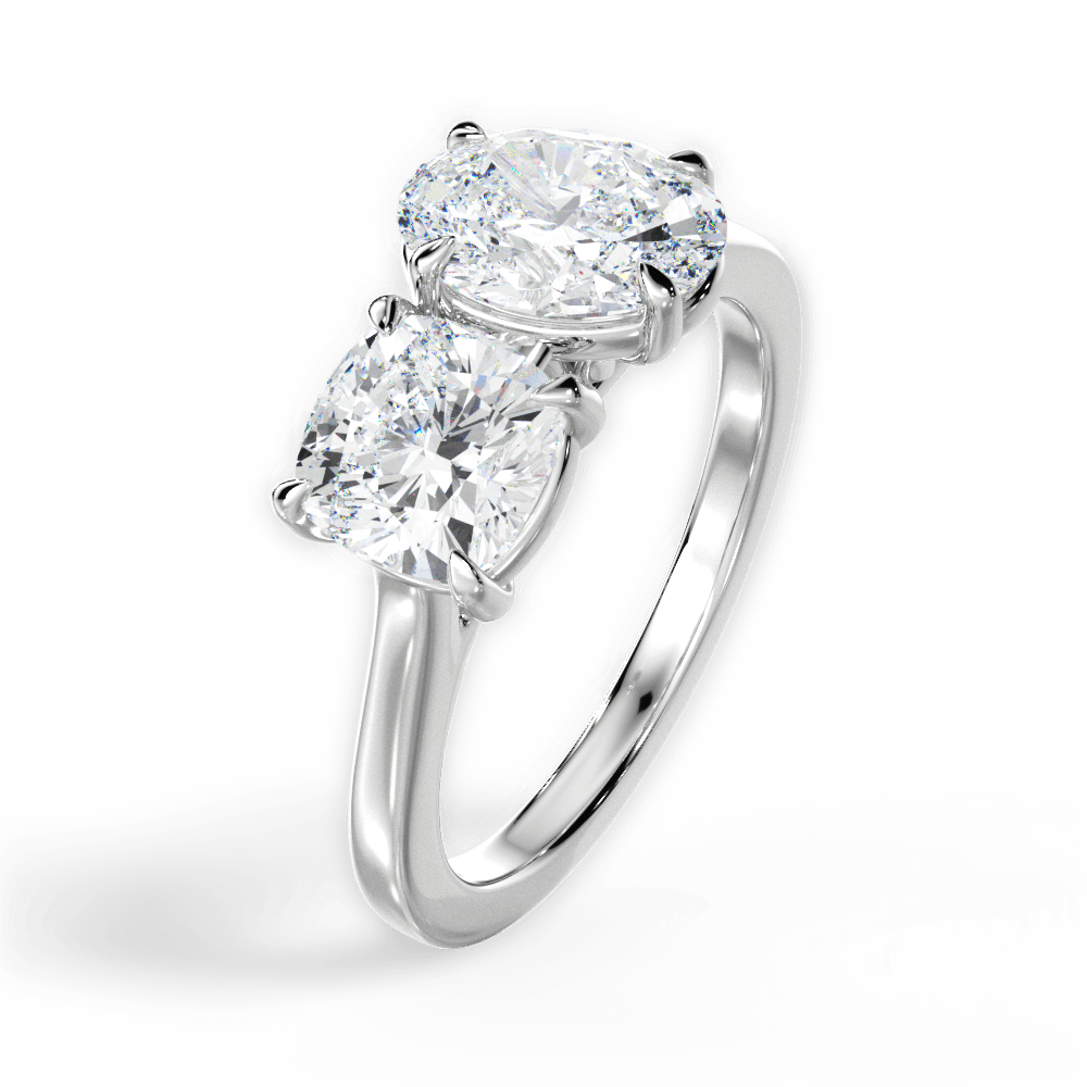 Lila Oval Cut Lab Grown Diamond 14Kt White Gold Engagement Ring - View 3