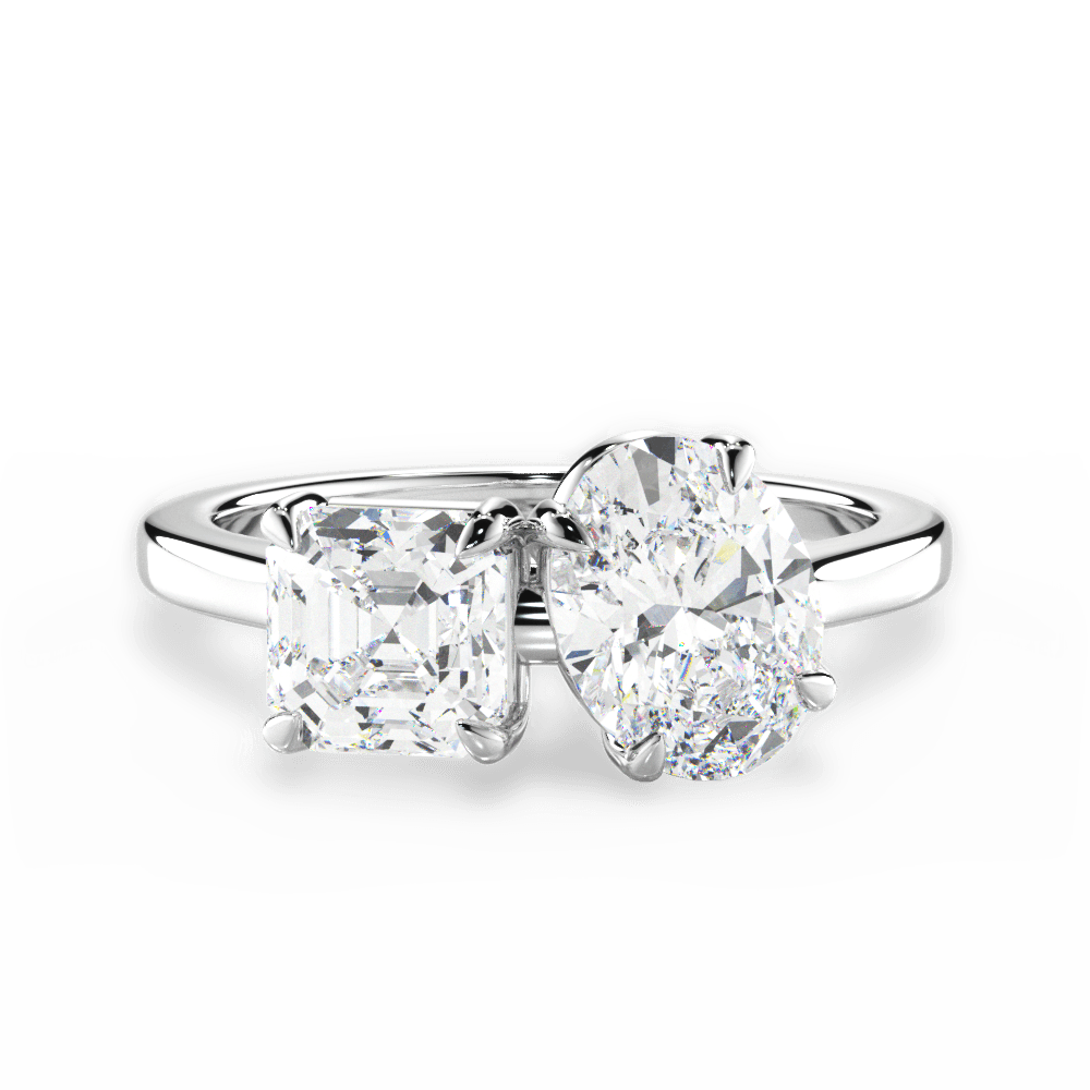 Leticia Oval Cut Lab Grown Diamond 14Kt White Gold Engagement Ring