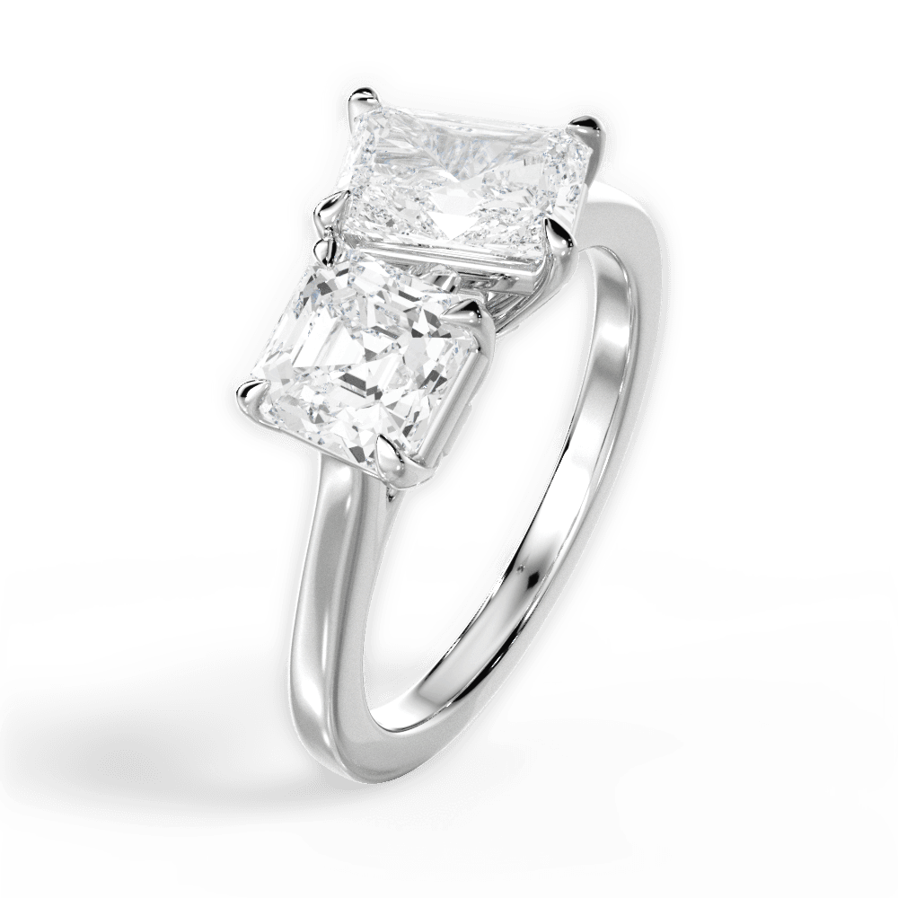 Alice Radiant Cut Lab Grown Diamond 18Kt White Gold Engagement Ring - View 2