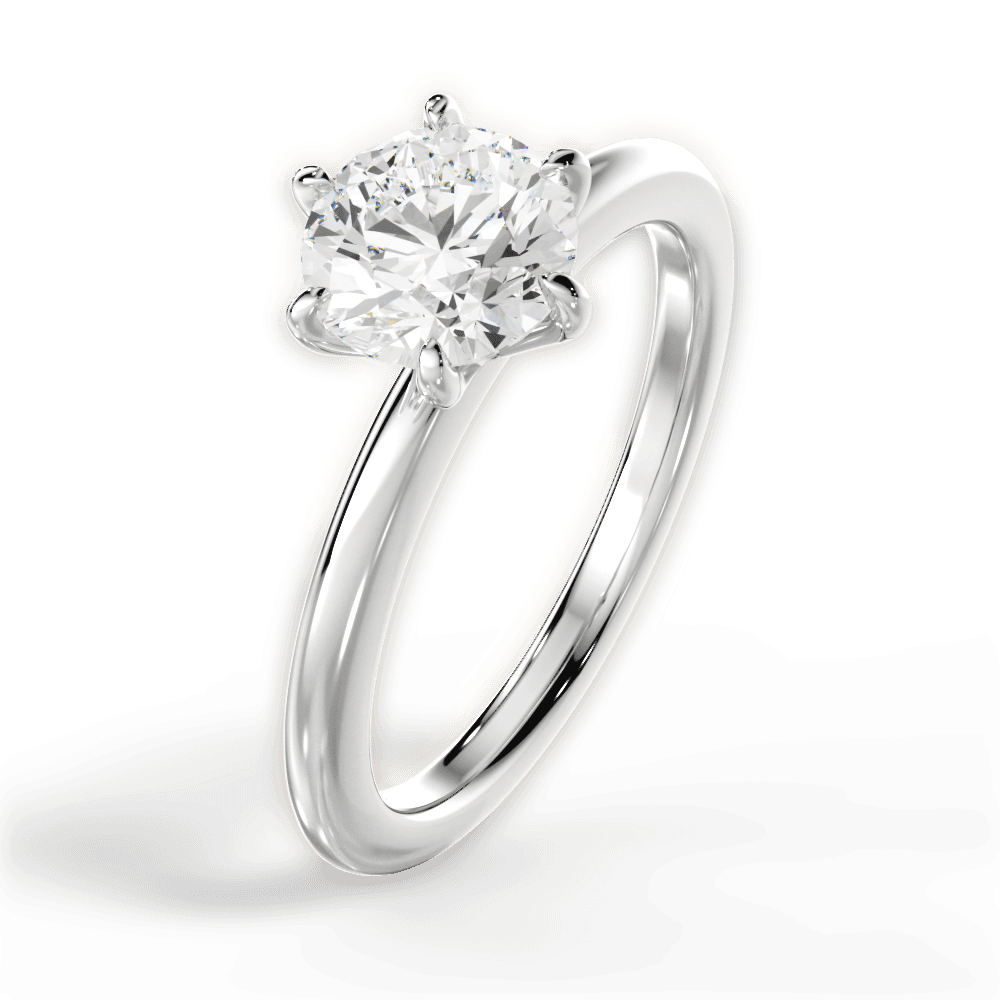 Alyssa Round Cut Lab Grown Diamond 18Kt White Gold Engagement Ring - View 2