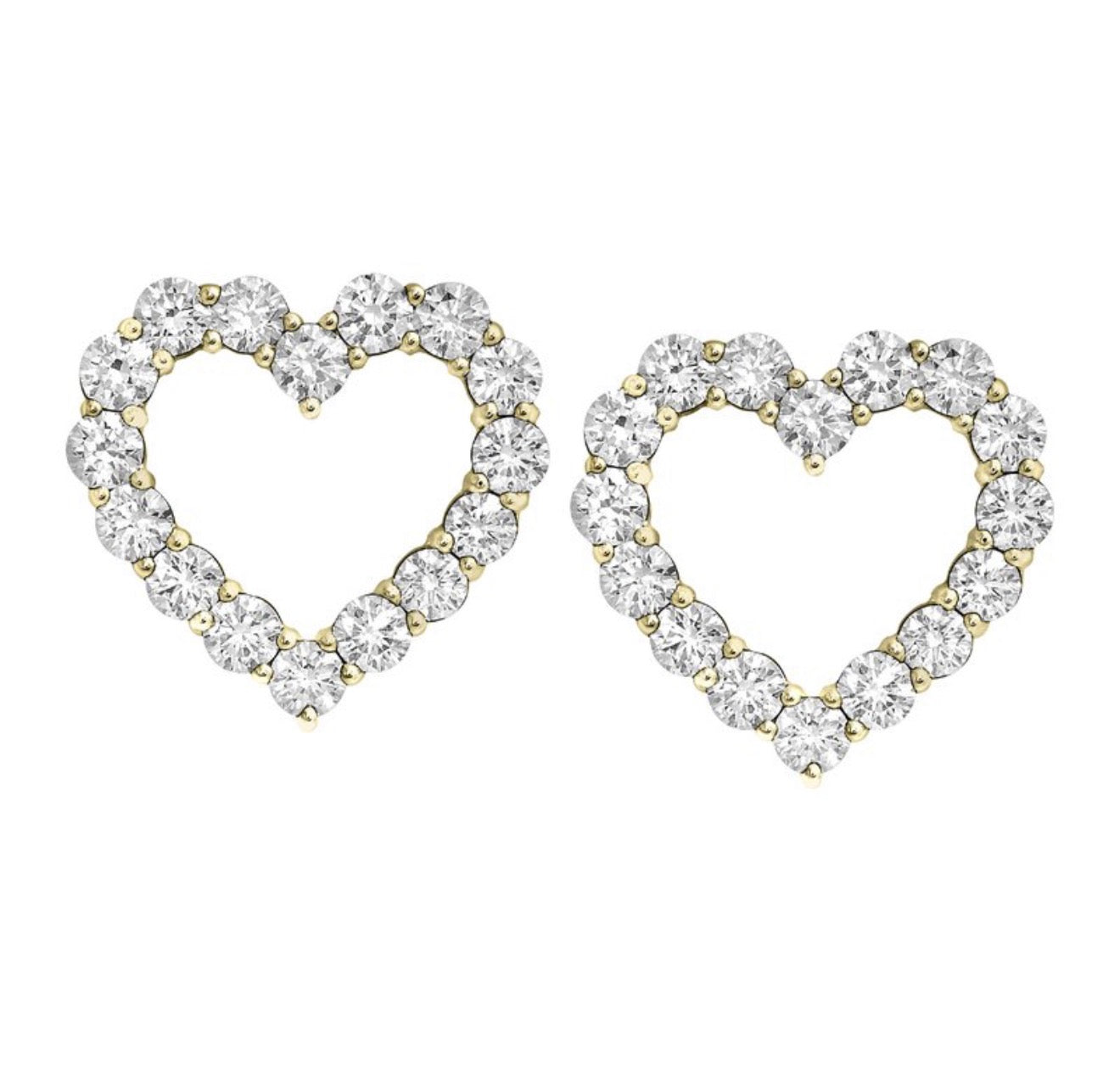 2 Ctw 14Kt Yellow Gold Lab Grown Heart Earring